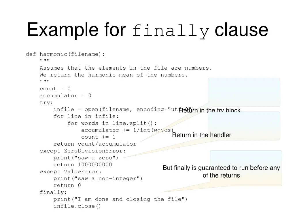 example for finally clause 1