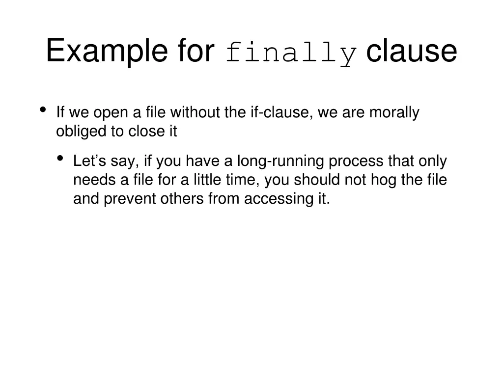 example for finally clause
