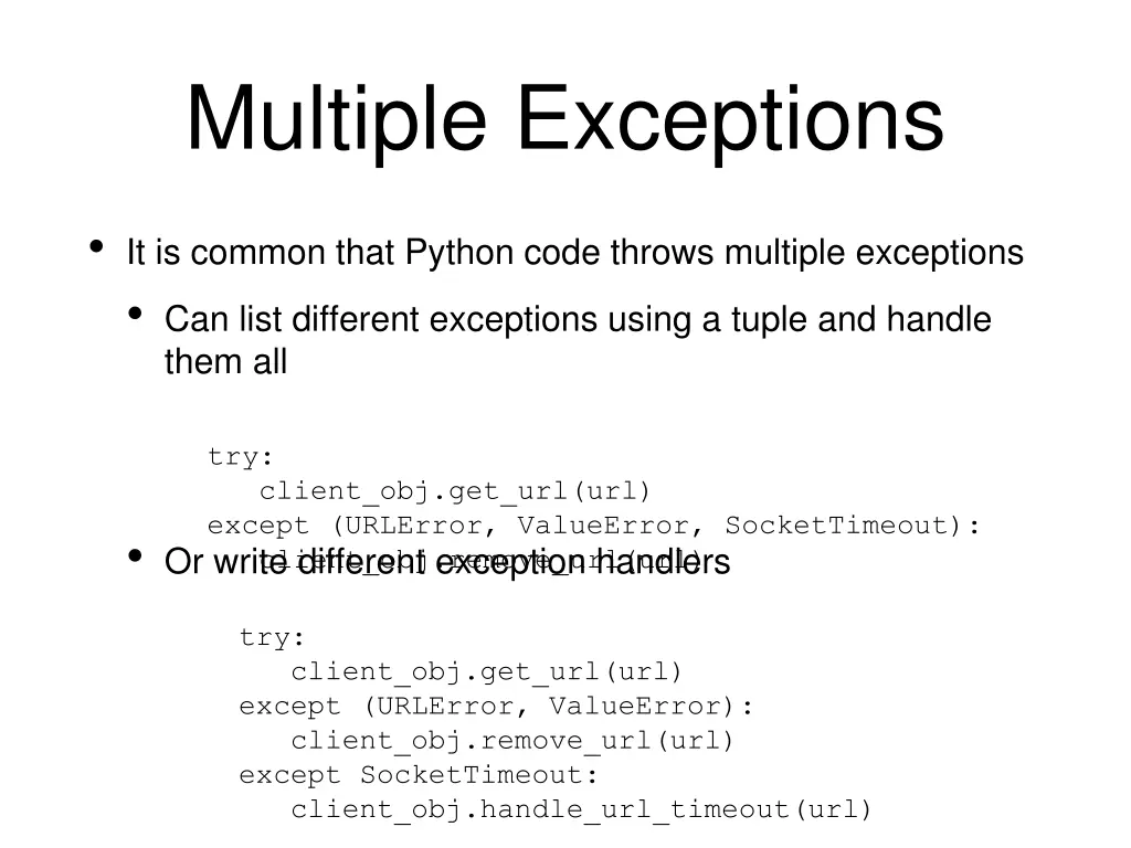 multiple exceptions 2