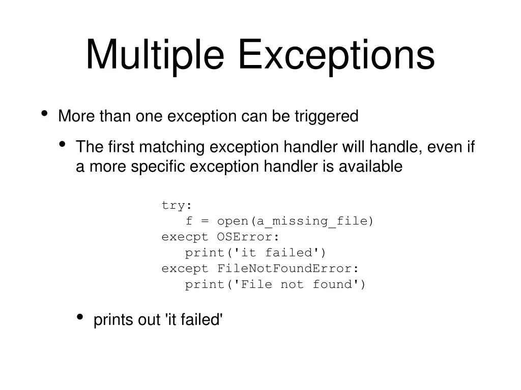 multiple exceptions 3
