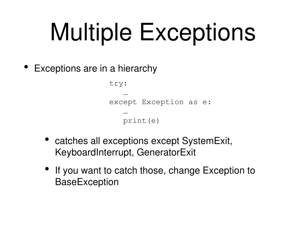 multiple exceptions 4