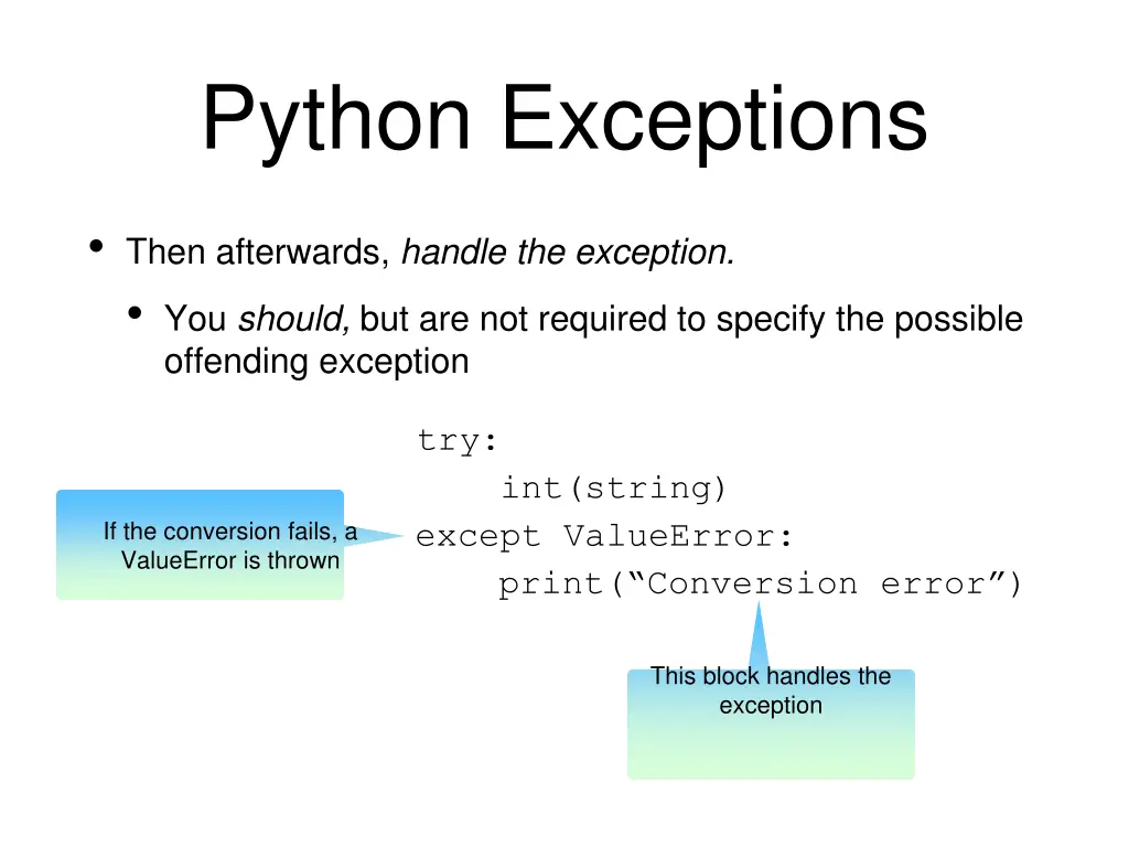 python exceptions