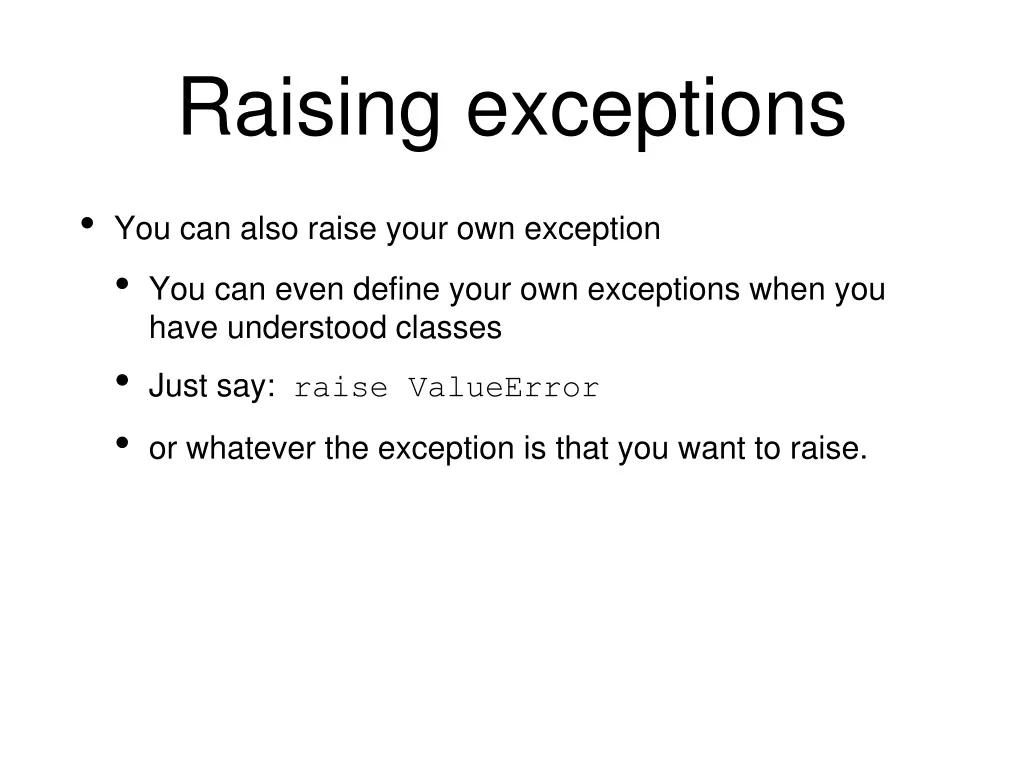 raising exceptions