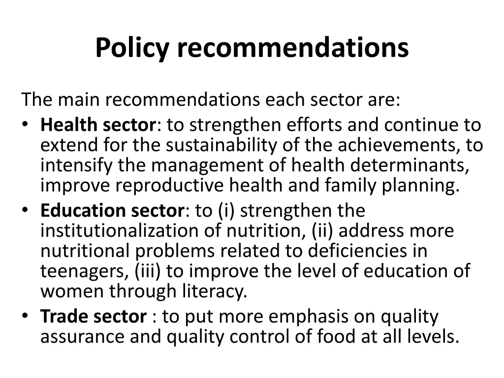 policy recommendations
