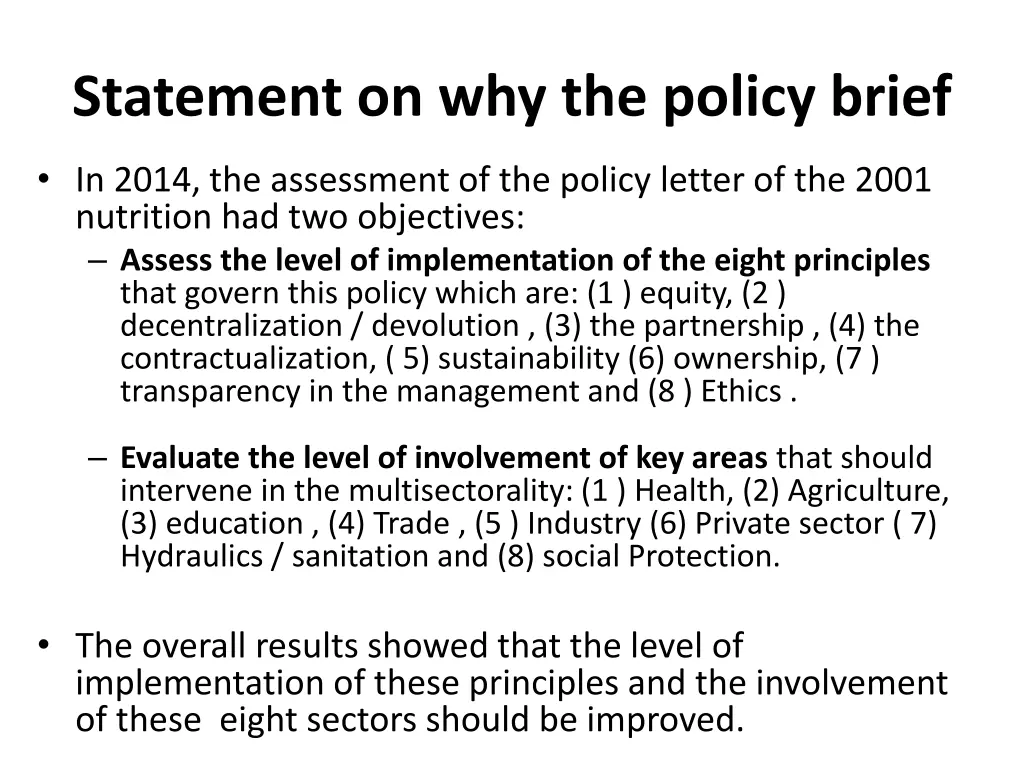 statement on why the policy brief