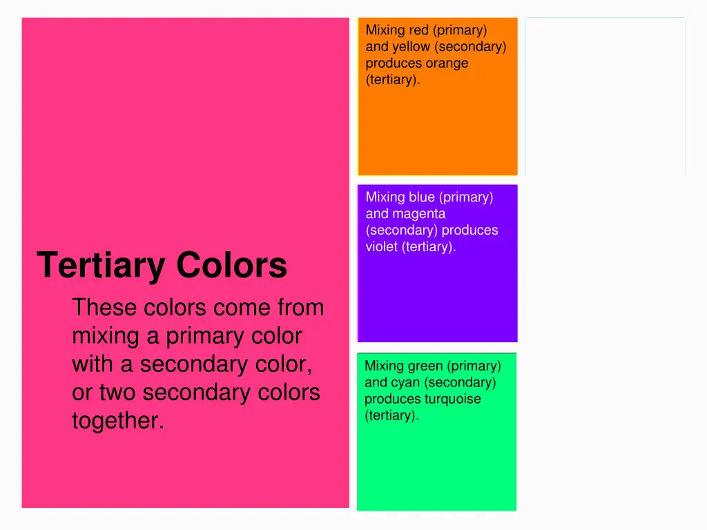 mixing red primary and yellow secondary produces