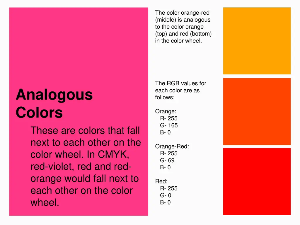 the color orange red middle is analogous