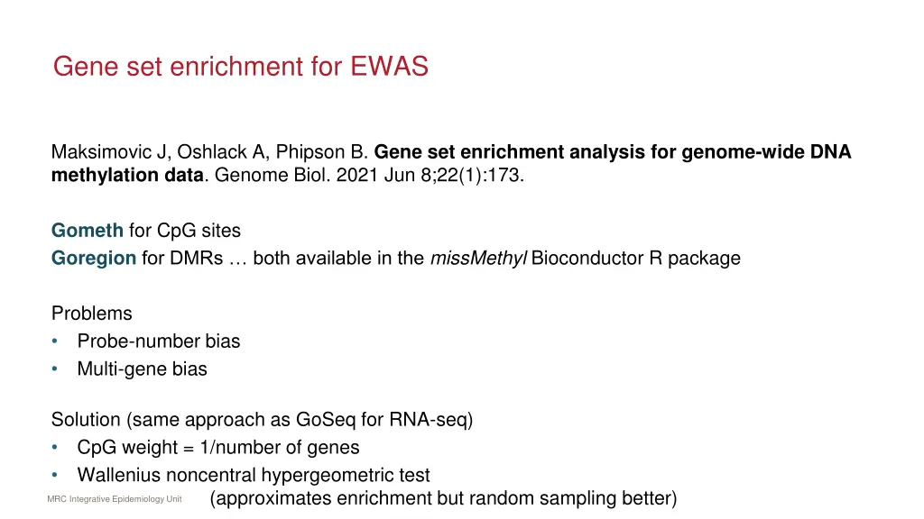 gene set enrichment for ewas