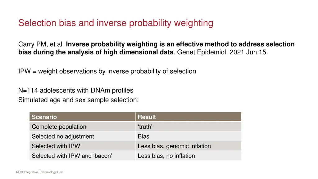 selection bias and inverse probability weighting