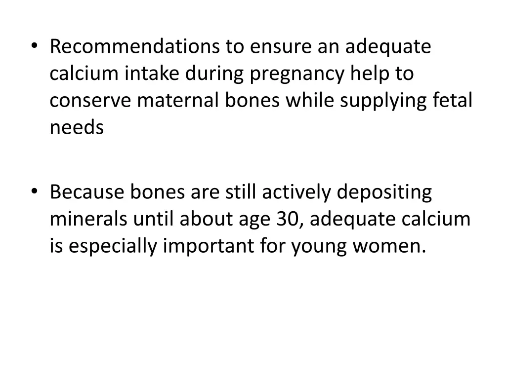 recommendations to ensure an adequate calcium