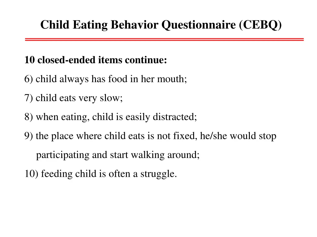 child eating behavior questionnaire cebq 1