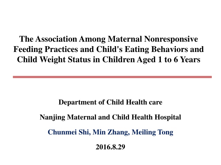 the association among maternal nonresponsive