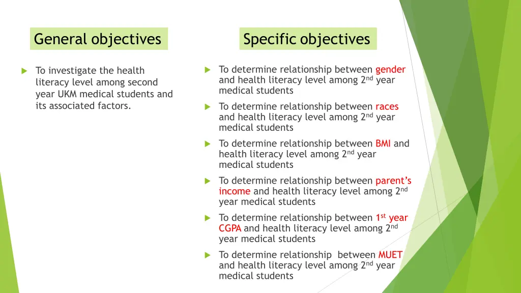general objectives