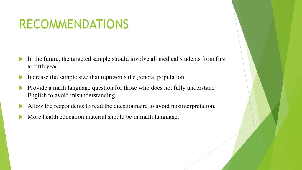 recommendations
