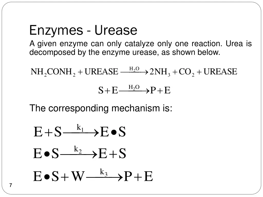 enzymes urease a given enzyme can only catalyze