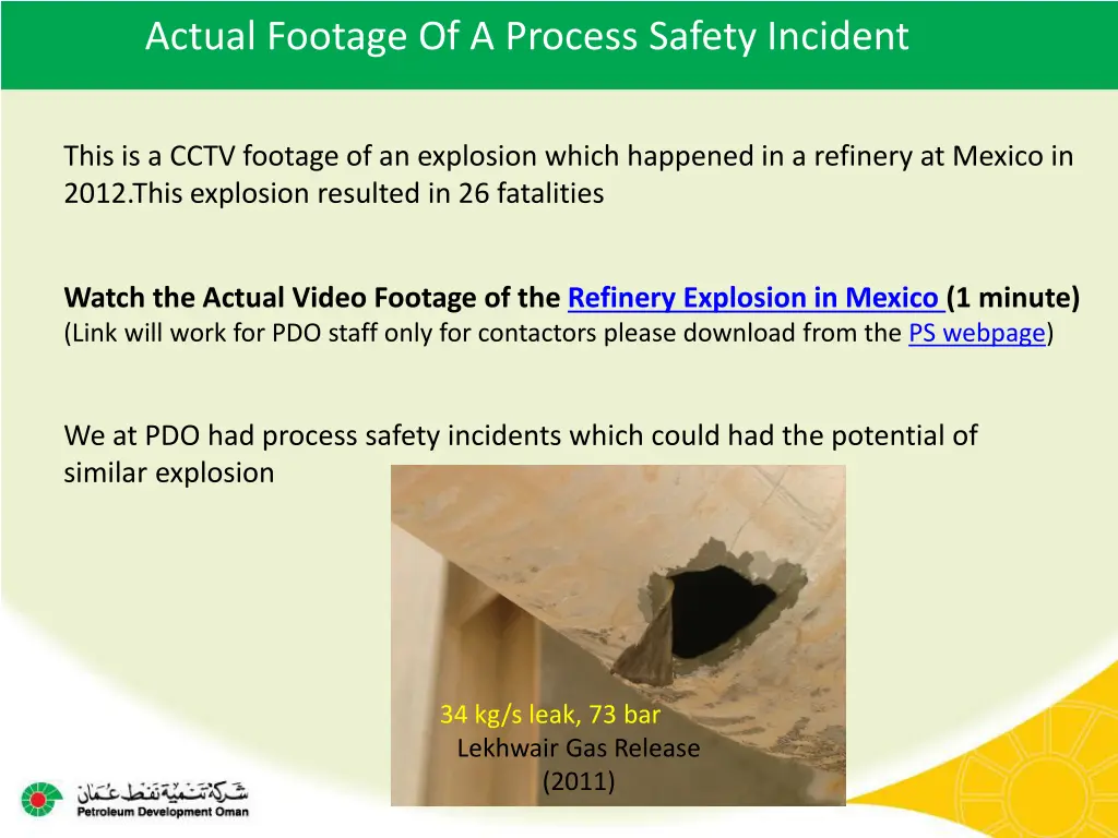 actual footage of a process safety incident