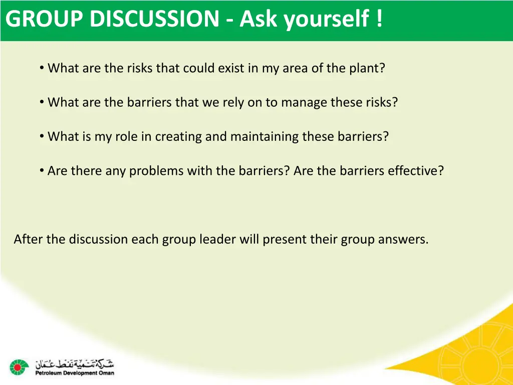 group discussion ask yourself