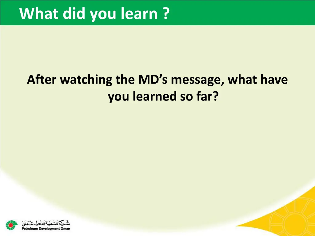 what did you learn