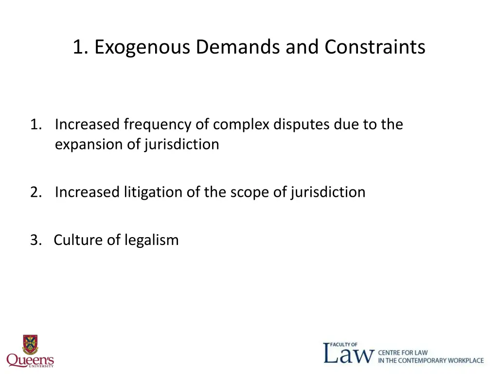 1 exogenous demands and constraints