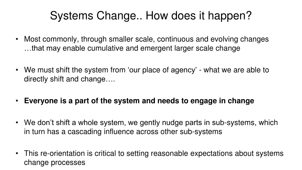systems change how does it happen