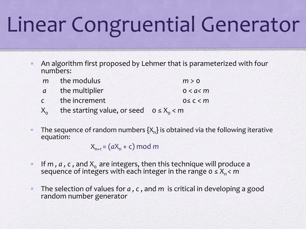 linear congruential generator