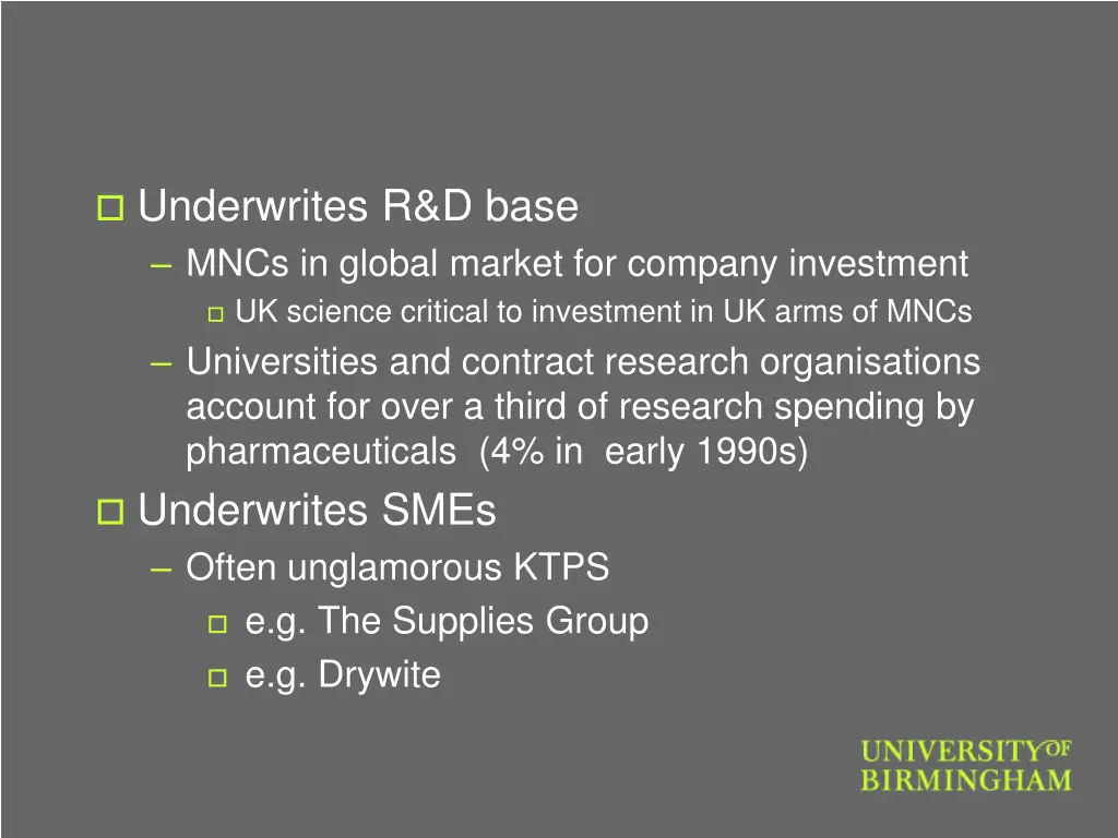 underwrites r d base mncs in global market