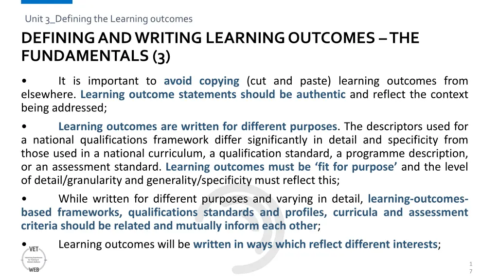 unit 3 defining the learning outcomes 2