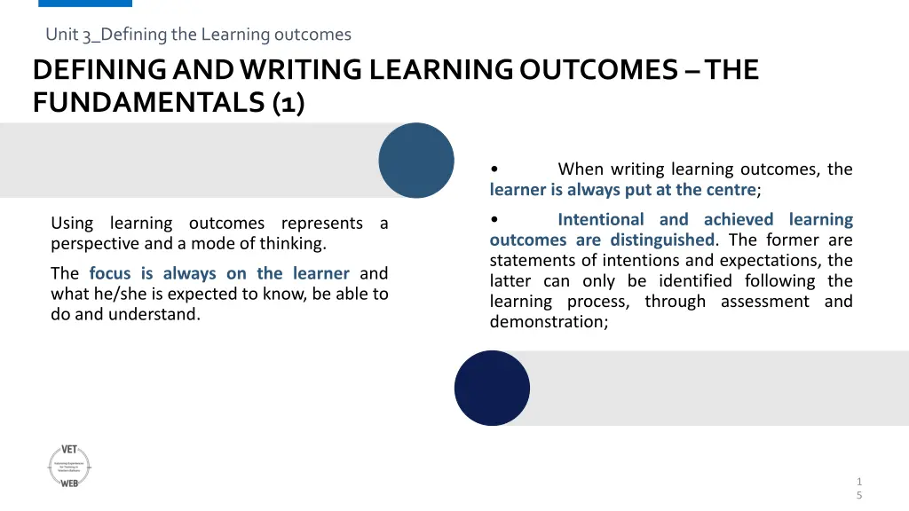 unit 3 defining the learning outcomes