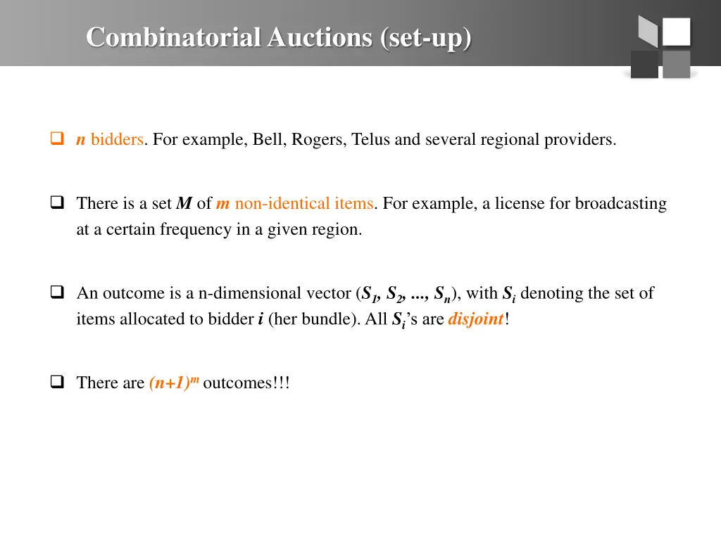 combinatorial auctions set up