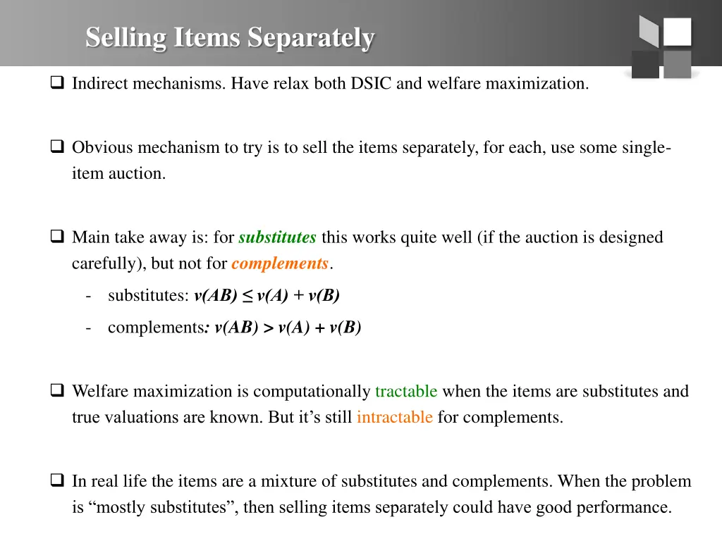 selling items separately