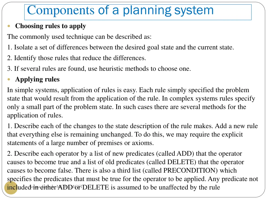 components of a planning system 1