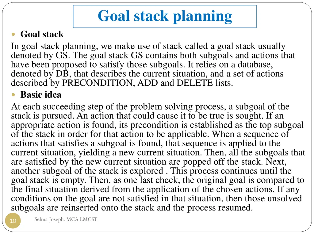 goal stack planning 1