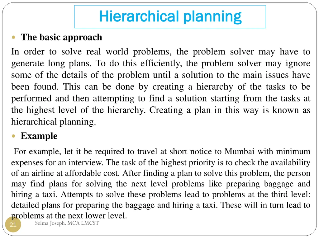 hierarchical planning hierarchical planning