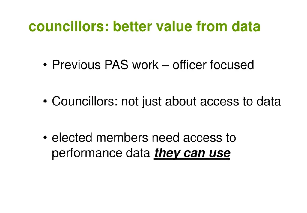 councillors better value from data