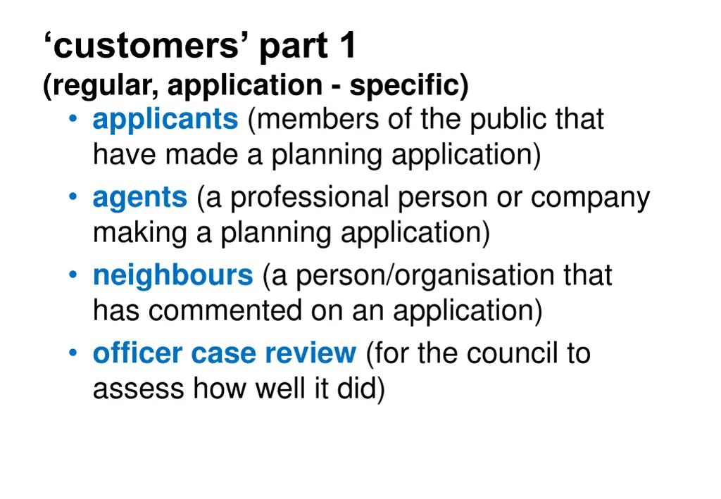 customers part 1 regular application specific