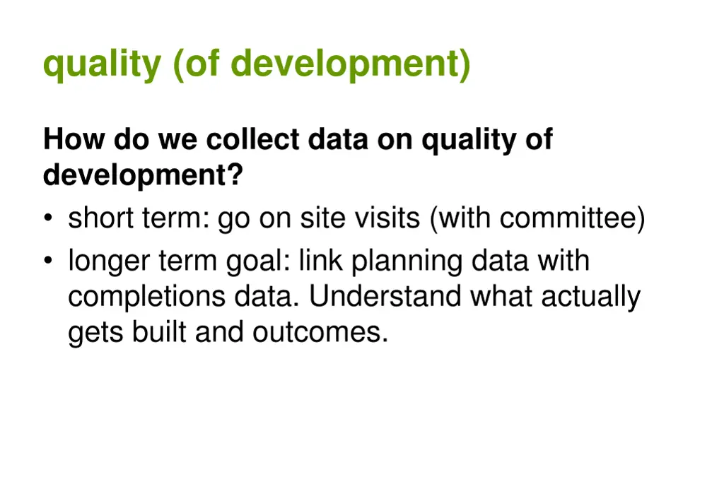 quality of development