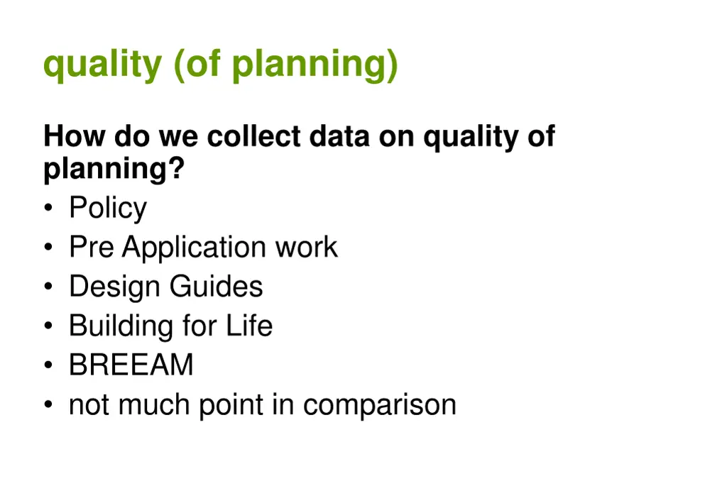 quality of planning