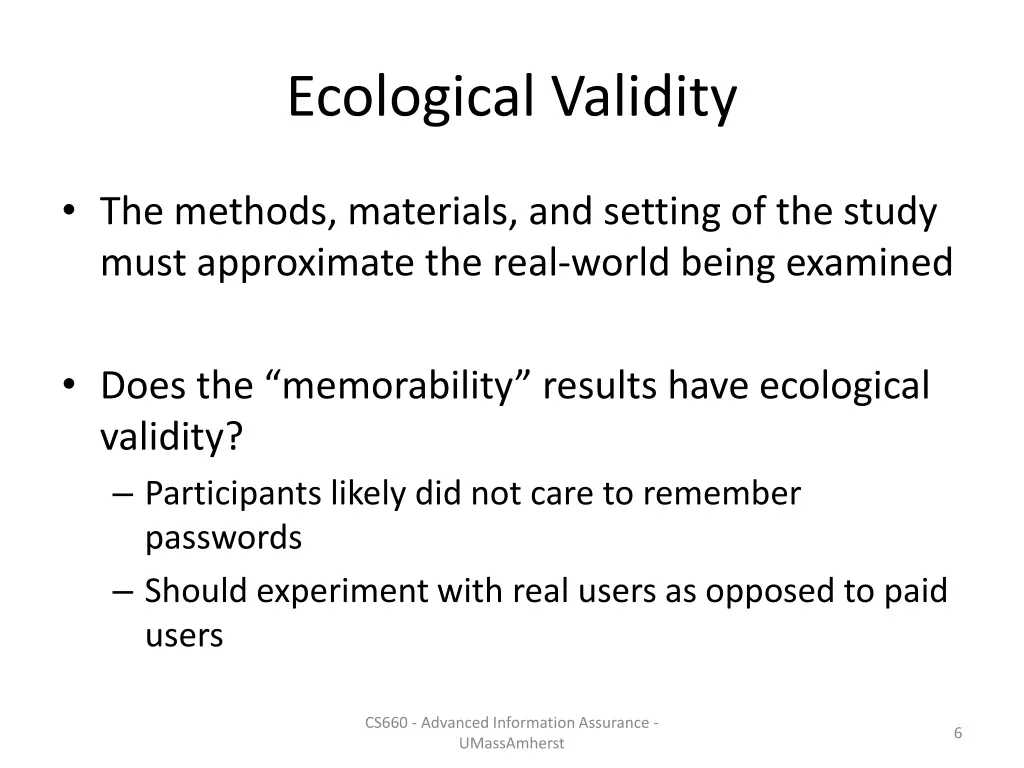 ecological validity