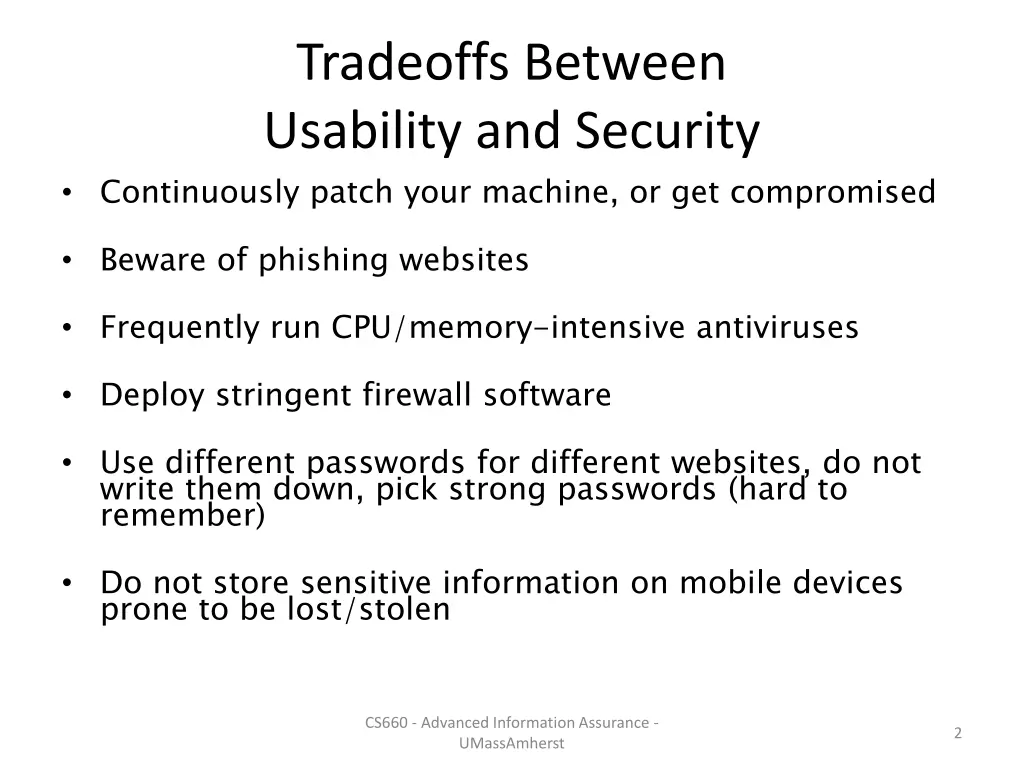 tradeoffs between usability and security