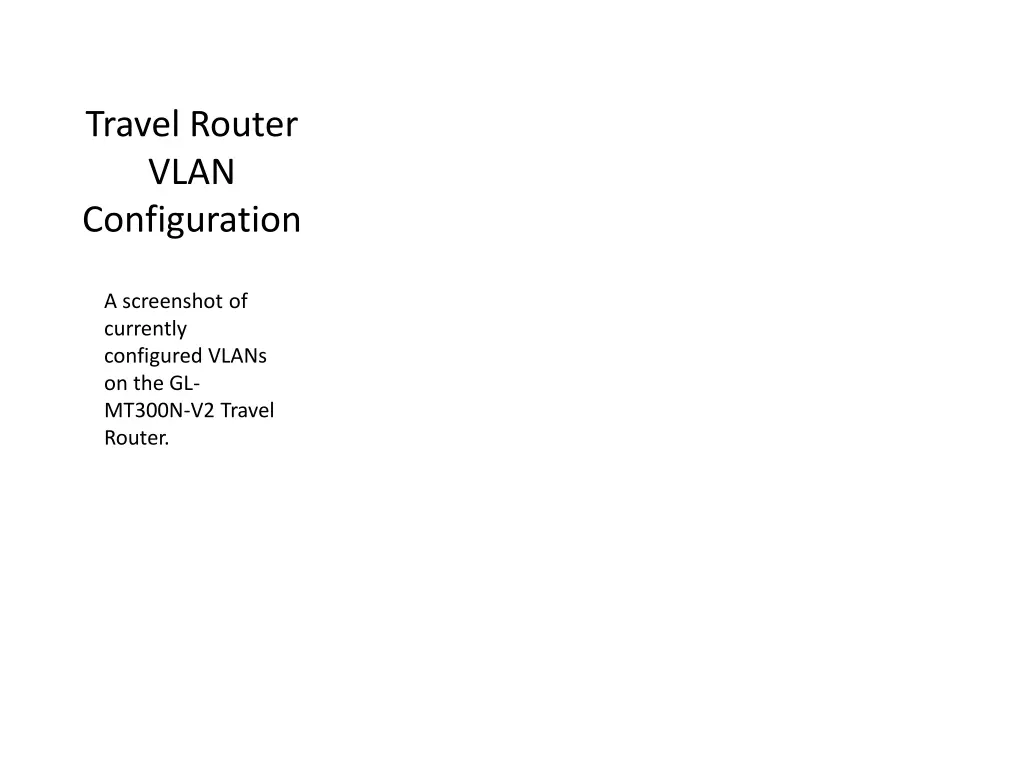 travel router vlan configuration