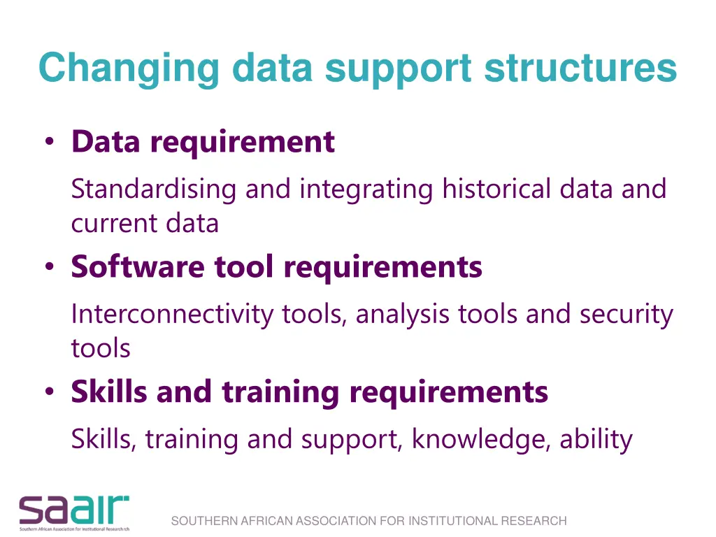 changing data support structures