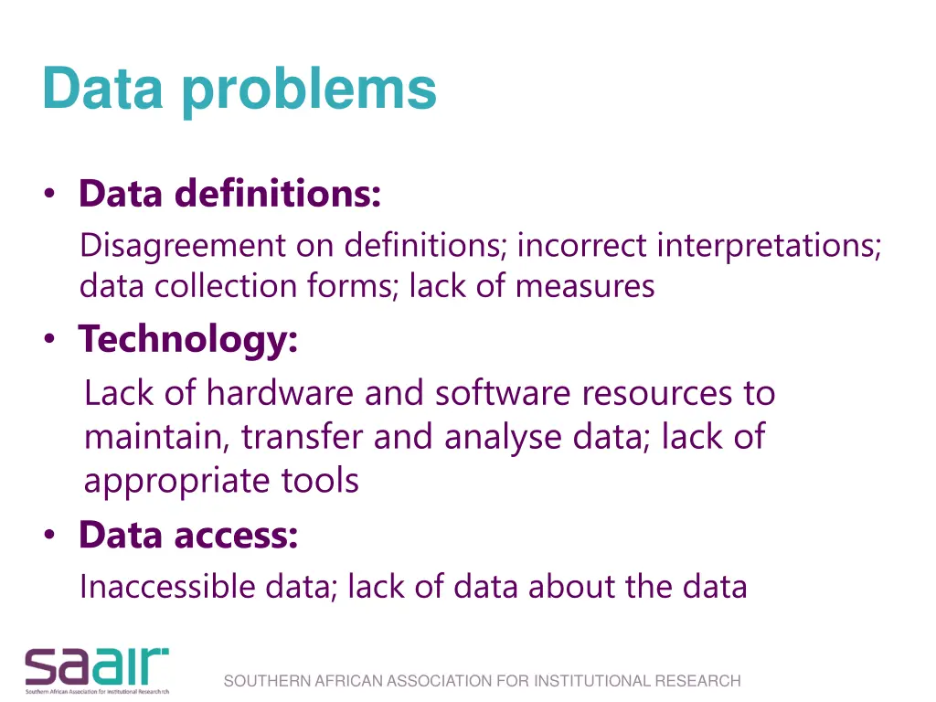 data problems