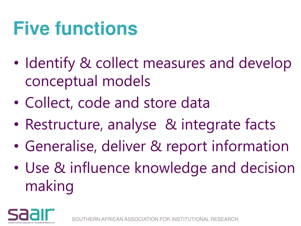 five functions