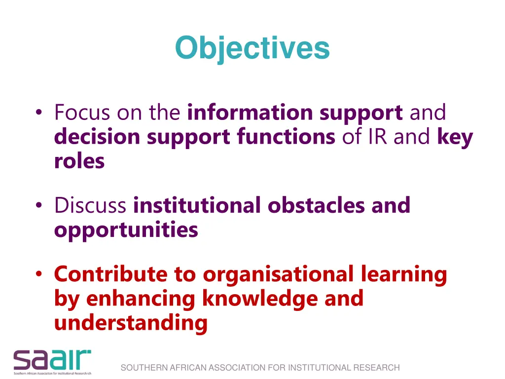 objectives