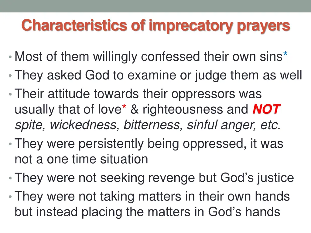characteristics of imprecatory prayers