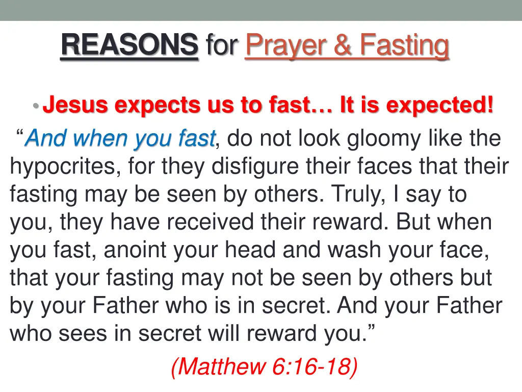 reasons for prayer fasting 1