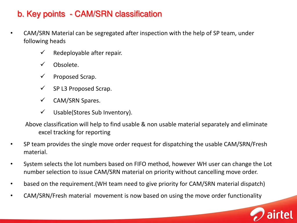 b key points cam srn classification