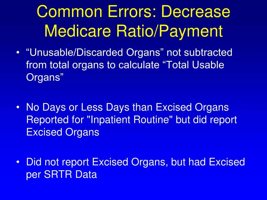 common errors decrease medicare ratio payment