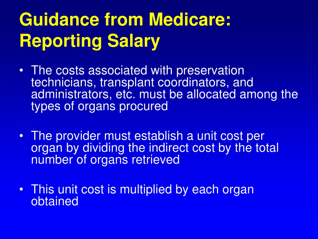 guidance from medicare reporting salary