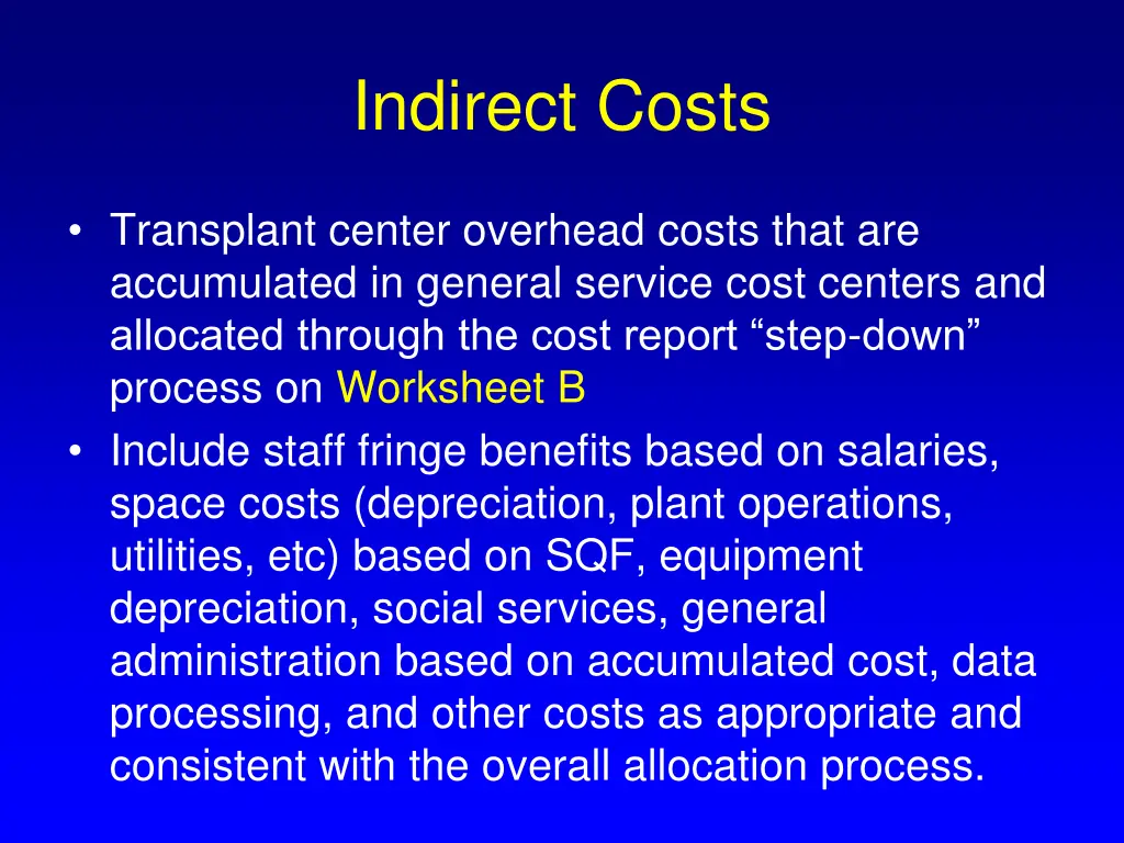 indirect costs